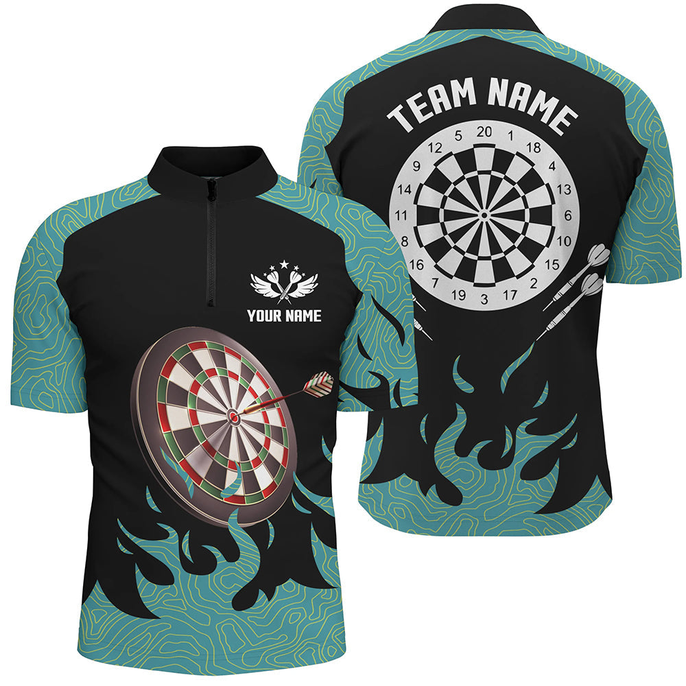 Personalized Black And Turquoise Darts Board 3D Men Darts Custom Darts Team