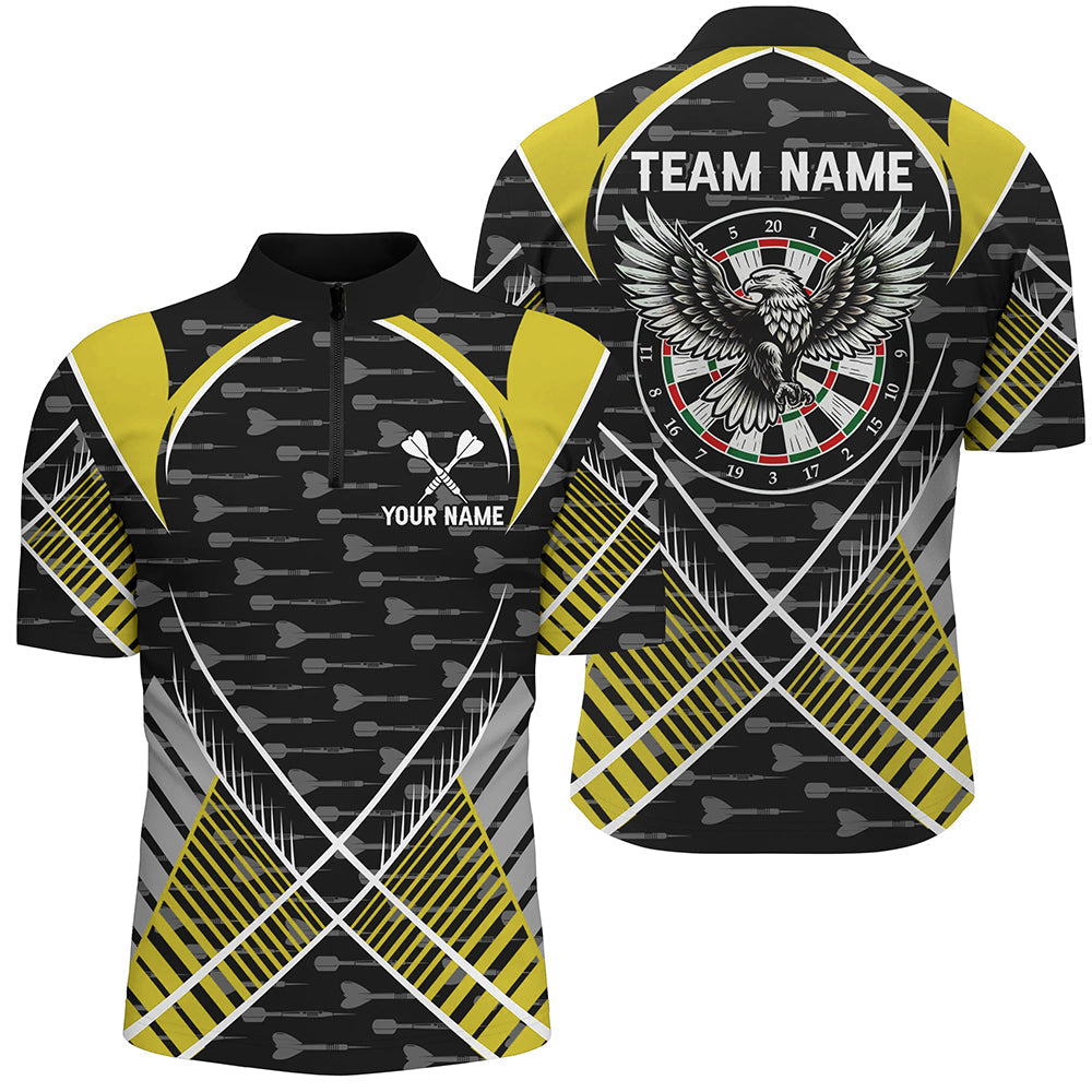 Darts Eagle Arrow Pattern Custom and Quarter-Zip Best Darts Team |Yellow