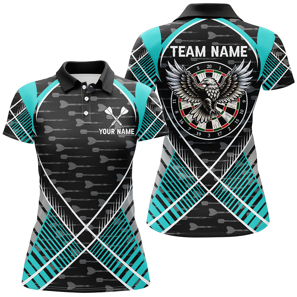 Darts Eagle Arrow Pattern Custom and Quarter-Zip, Darts Team |Turquoise