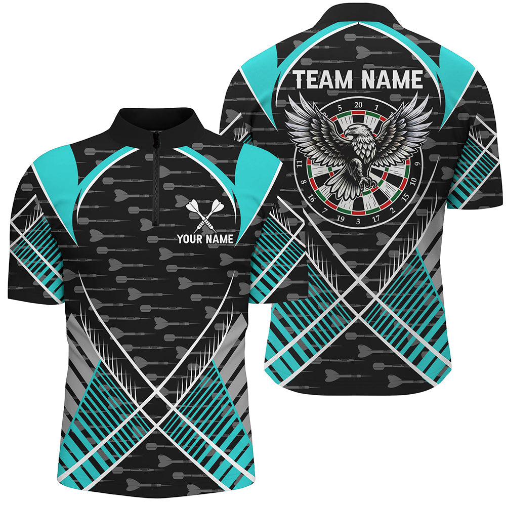 Darts Eagle Arrow Pattern Custom and Quarter-Zip, Darts Team |Turquoise