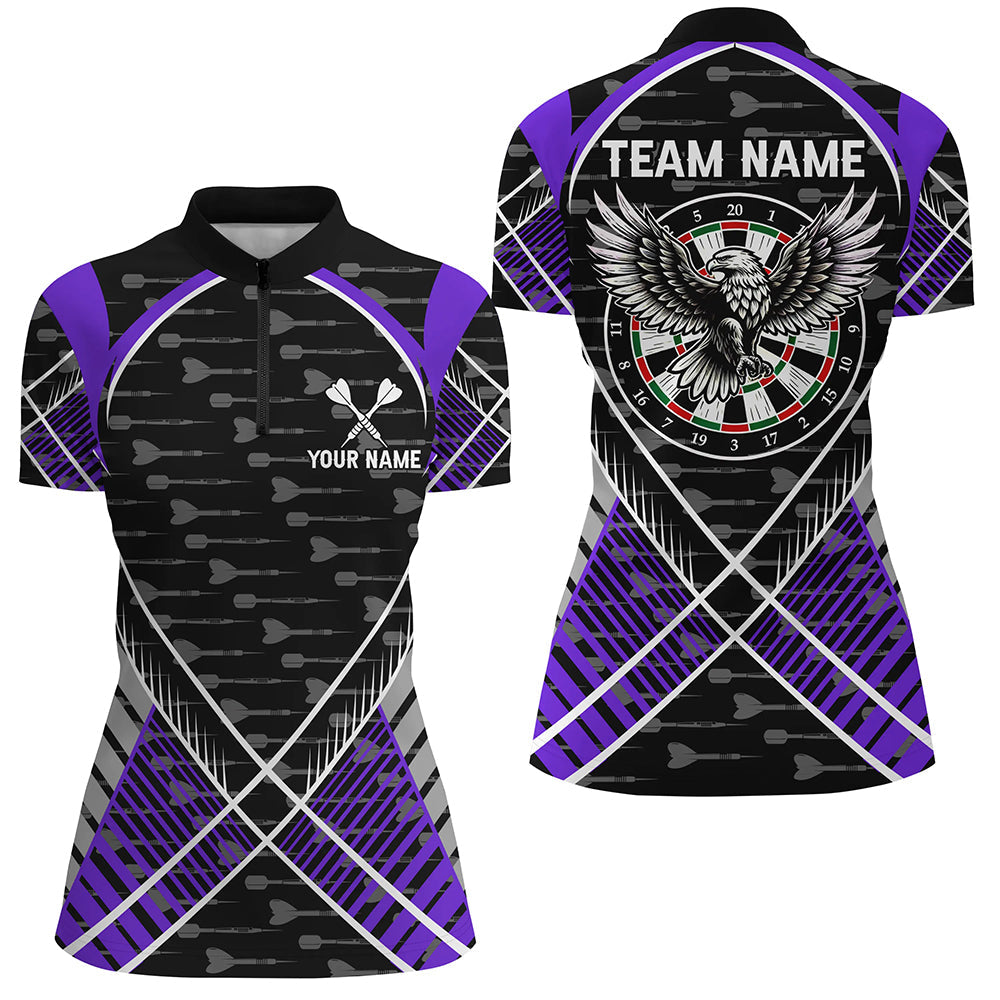 Darts Eagle Arrow Pattern Custom and Quarter-Zip Best Darts Team |Purple