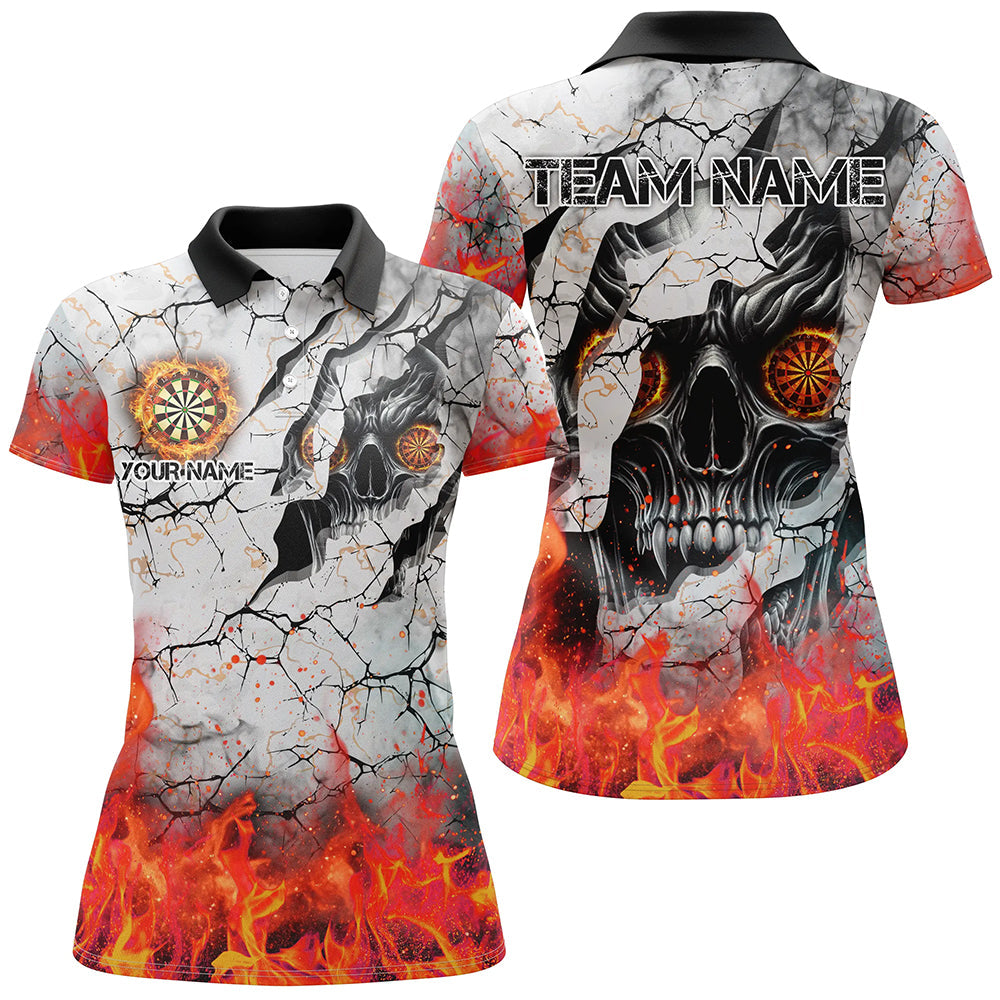 Personalized Skull Crack Pattern Men Dart Custom Fire Flame Dart Team Uniform |Orange