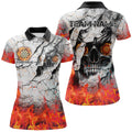 Personalized Skull Crack Pattern Men Dart Custom Fire Flame Dart Team Uniform |Orange