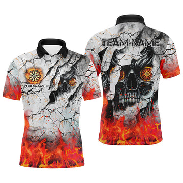 Personalized Skull Crack Pattern Men Dart Custom Fire Flame Dart Team Uniform |Orange
