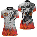 Personalized Skull Crack Pattern Men Dart Custom Fire Flame Dart Team Uniform |Orange