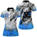 Personalized Skull Crack Pattern Men Dart Custom Fire Flame Dart Team Uniform |Blue