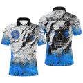 Personalized Skull Crack Pattern Men Dart Custom Fire Flame Dart Team Uniform |Blue