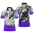 Personalized Skull Crack Pattern Men Dart Custom Fire Flame Dart Team Uniform |Purple