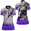 Personalized Skull Crack Pattern Men Dart Custom Fire Flame Dart Team Uniform |Purple