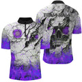 Personalized Skull Crack Pattern Men Dart Custom Fire Flame Dart Team Uniform |Purple