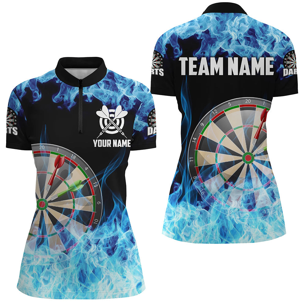 Blue Fire Flame Dartboard Men Darts Quarter-Zip Custom Darts For Team Dart