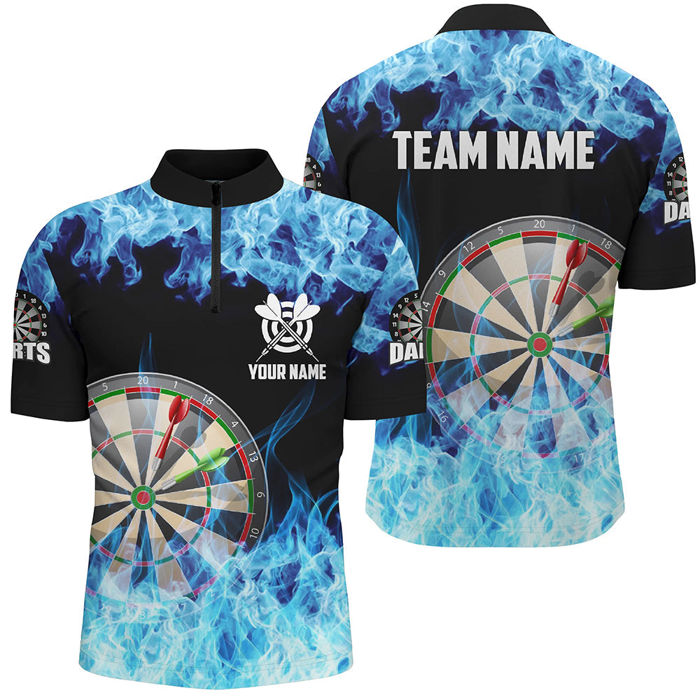 Blue Fire Flame Dartboard Men Darts Quarter-Zip Custom Darts For Team Dart