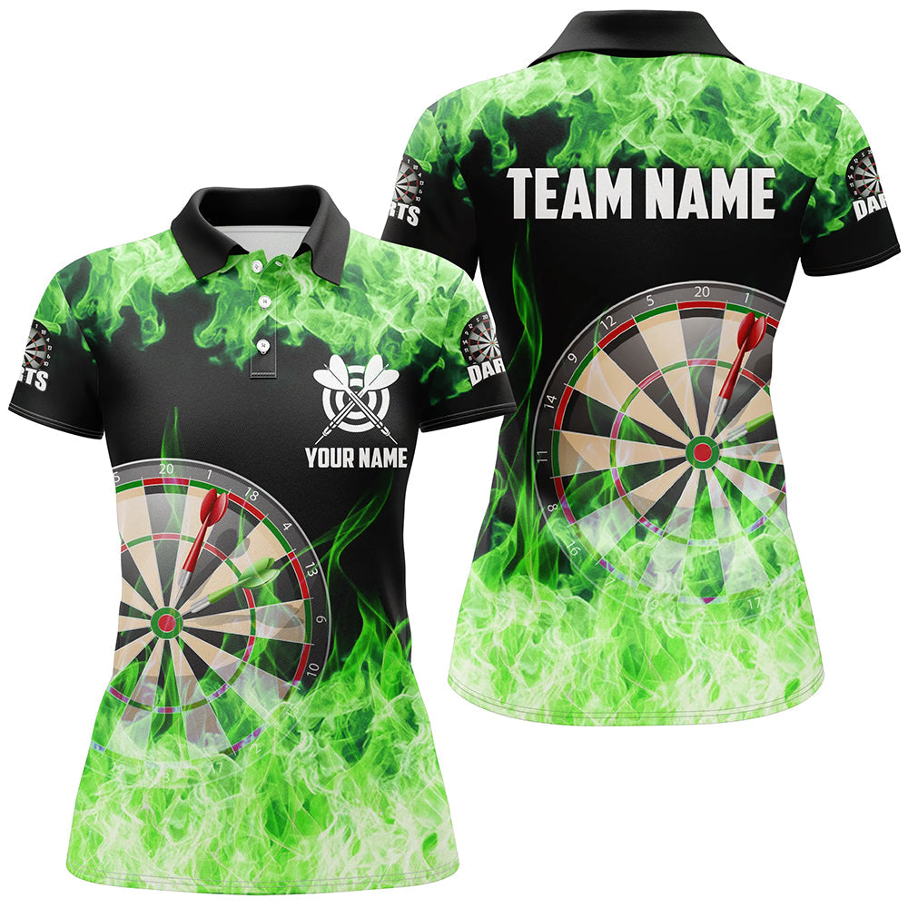 Green Fire Flame Dartboard Men Darts Quarter-Zip Custom Darts For Team Dart