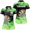 Green Fire Flame Dartboard Men Darts Quarter-Zip Custom Darts For Team Dart