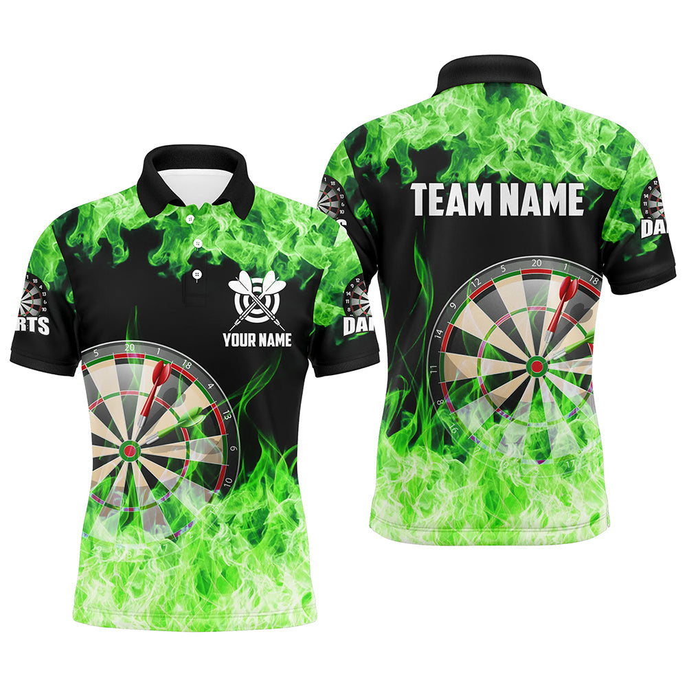 Green Fire Flame Dartboard Men Darts Quarter-Zip Custom Darts For Team Dart