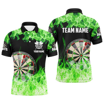 Green Fire Flame Dartboard Men Darts Quarter-Zip Custom Darts For Team Dart