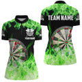Green Fire Flame Dartboard Men Darts Quarter-Zip Custom Darts For Team Dart