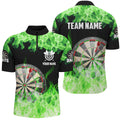 Green Fire Flame Dartboard Men Darts Quarter-Zip Custom Darts For Team Dart