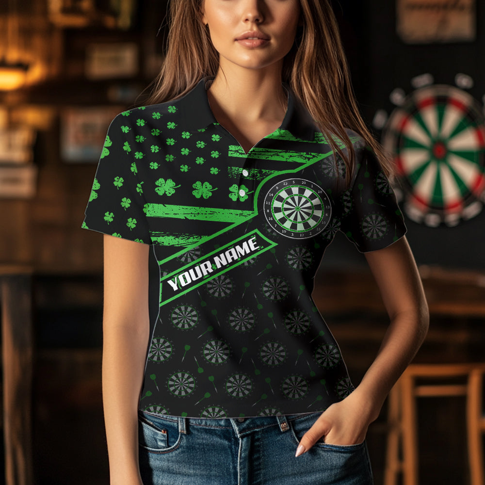 Green Shamrock Retro US Flag Patriotic Darts Custom St Patrick Day Darts