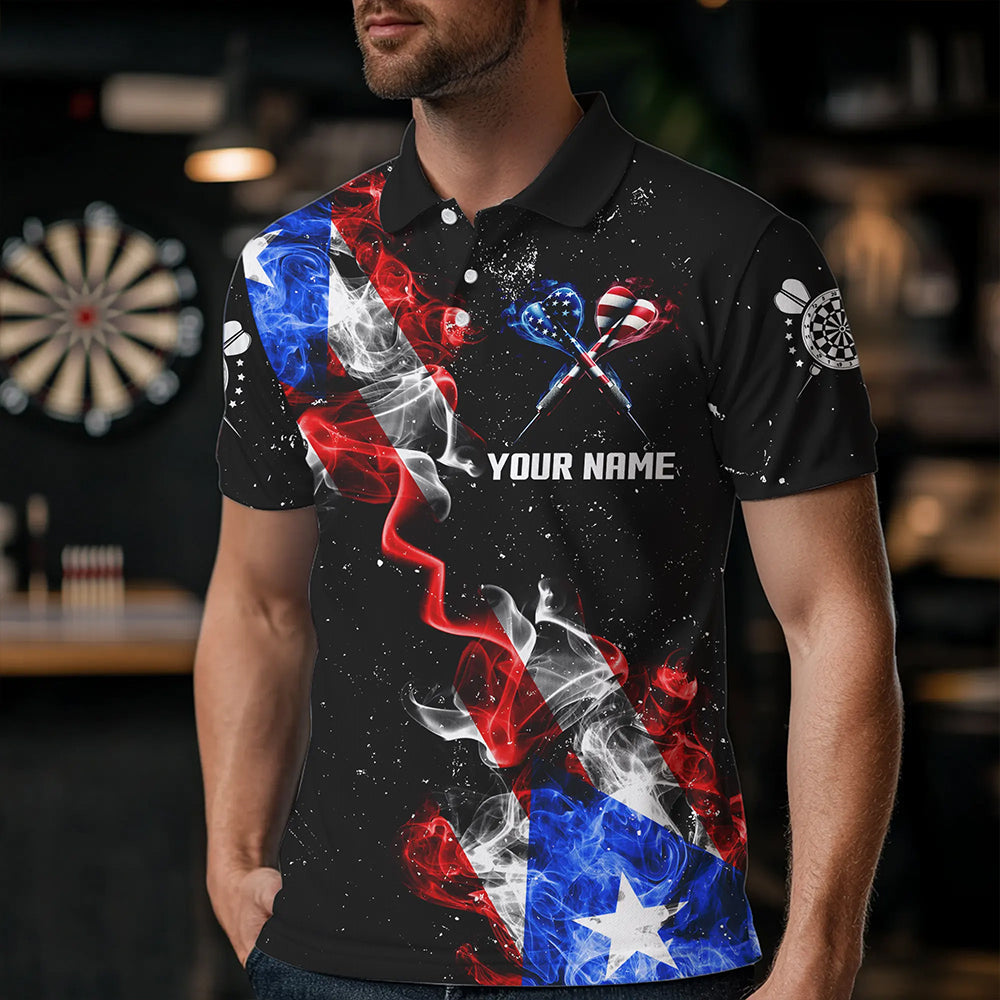 Customized Grunge US Flag Smoke Darts and Quarter-Zip, Patriotic Darts