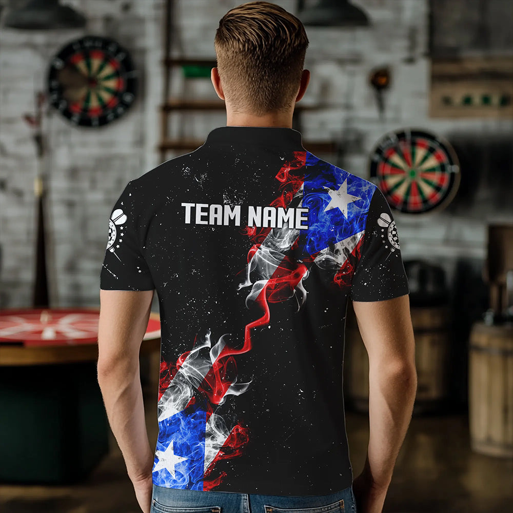 Customized Grunge US Flag Smoke Darts and Quarter-Zip, Patriotic Darts