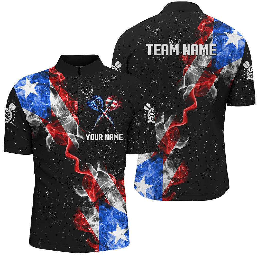 Customized Grunge US Flag Smoke Darts and Quarter-Zip, Patriotic Darts