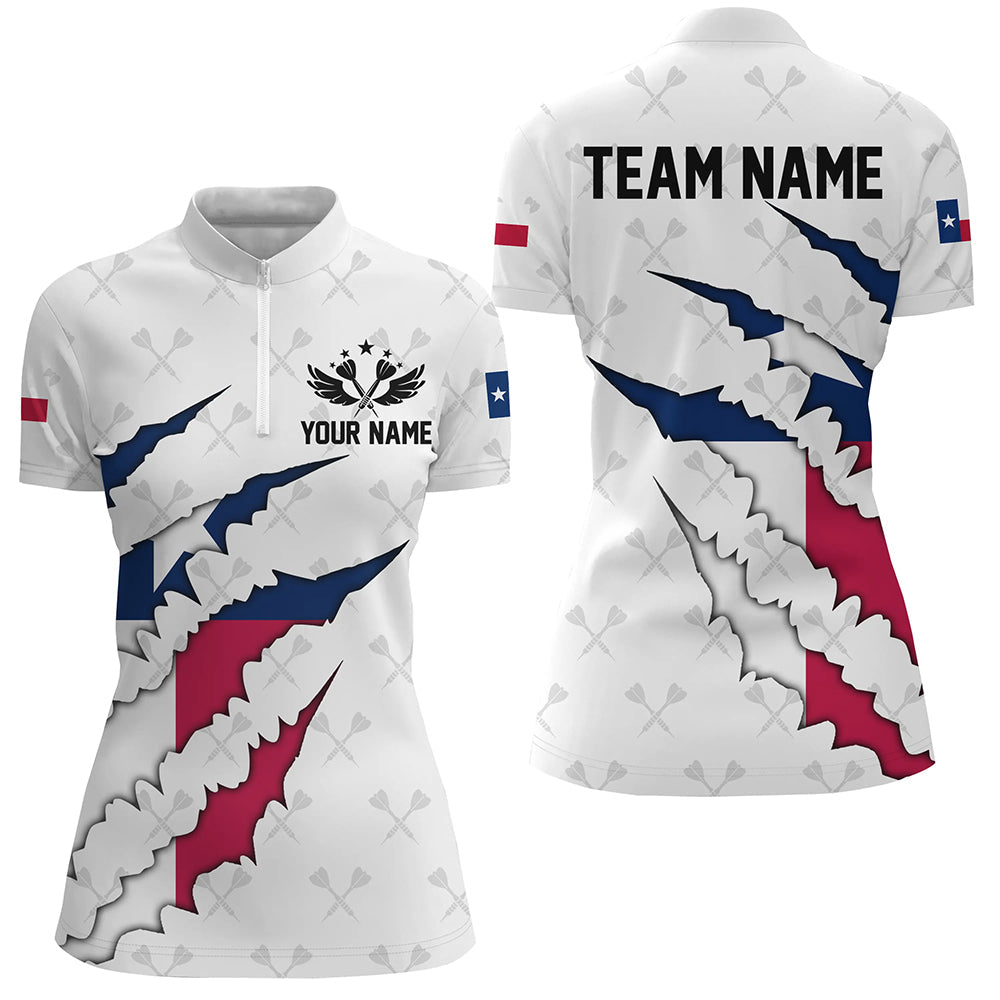 Texas Flag Darts Pattern Custom and Quarter-Zip, White Patriotic Darts