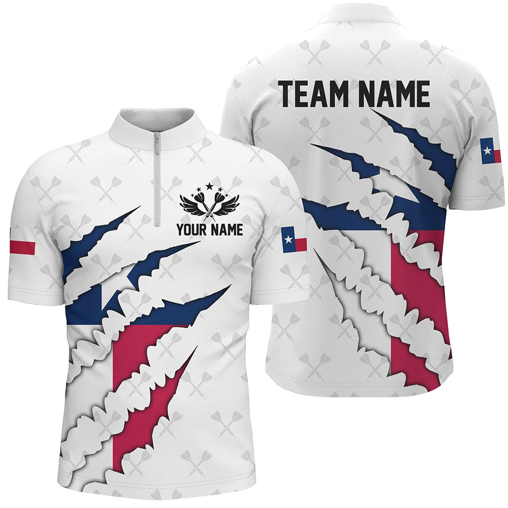 Texas Flag Darts Pattern Custom and Quarter-Zip, White Patriotic Darts