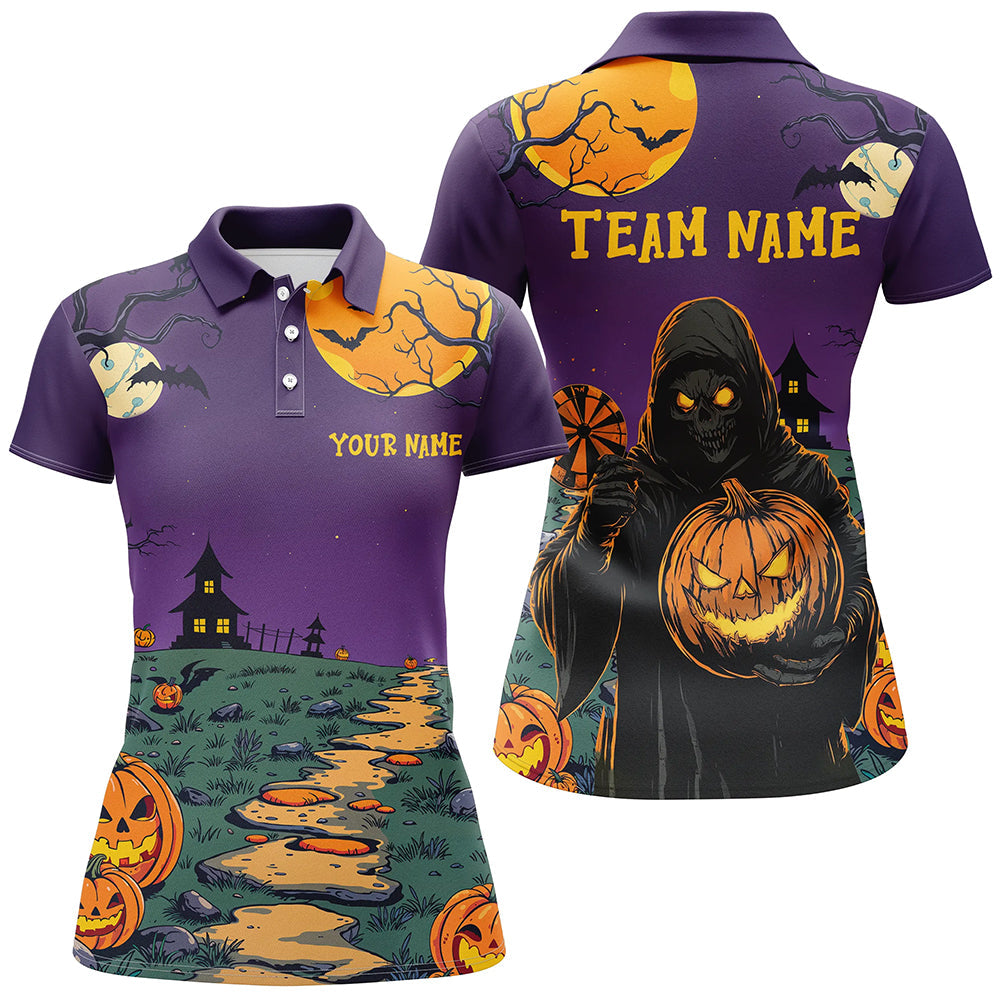 Purple Halloween Spook Night Custom Men Dart, Scary Death Skeleton Halloween Darts Gifts