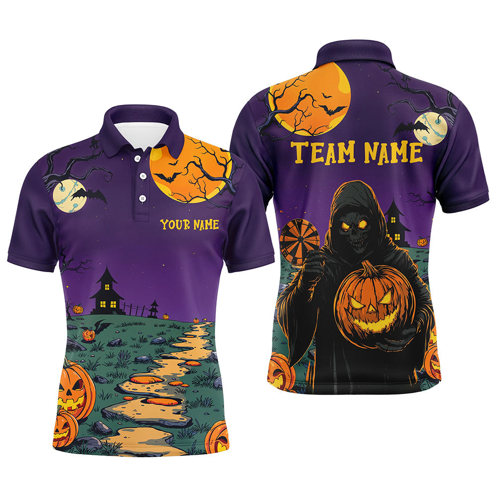 Purple Halloween Spook Night Custom Men Dart, Scary Death Skeleton Halloween Darts Gifts