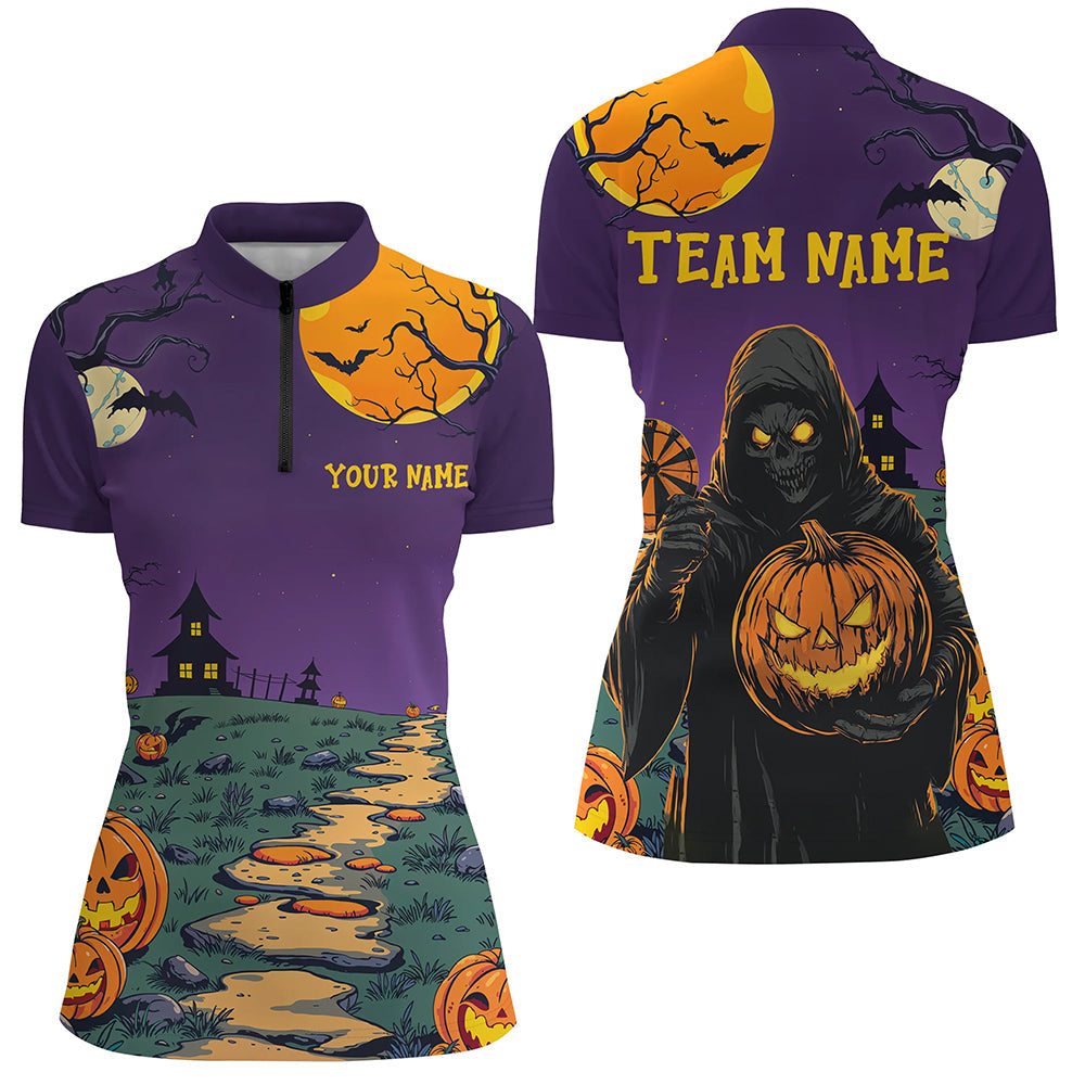 Purple Halloween Spook Night Custom Men Dart, Scary Death Skeleton Halloween Darts Gifts