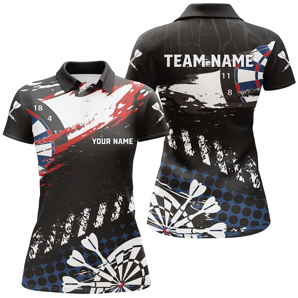 Personalized Grunge Style Men Darts Quarter-Zip Custom Name Retro Darts Team