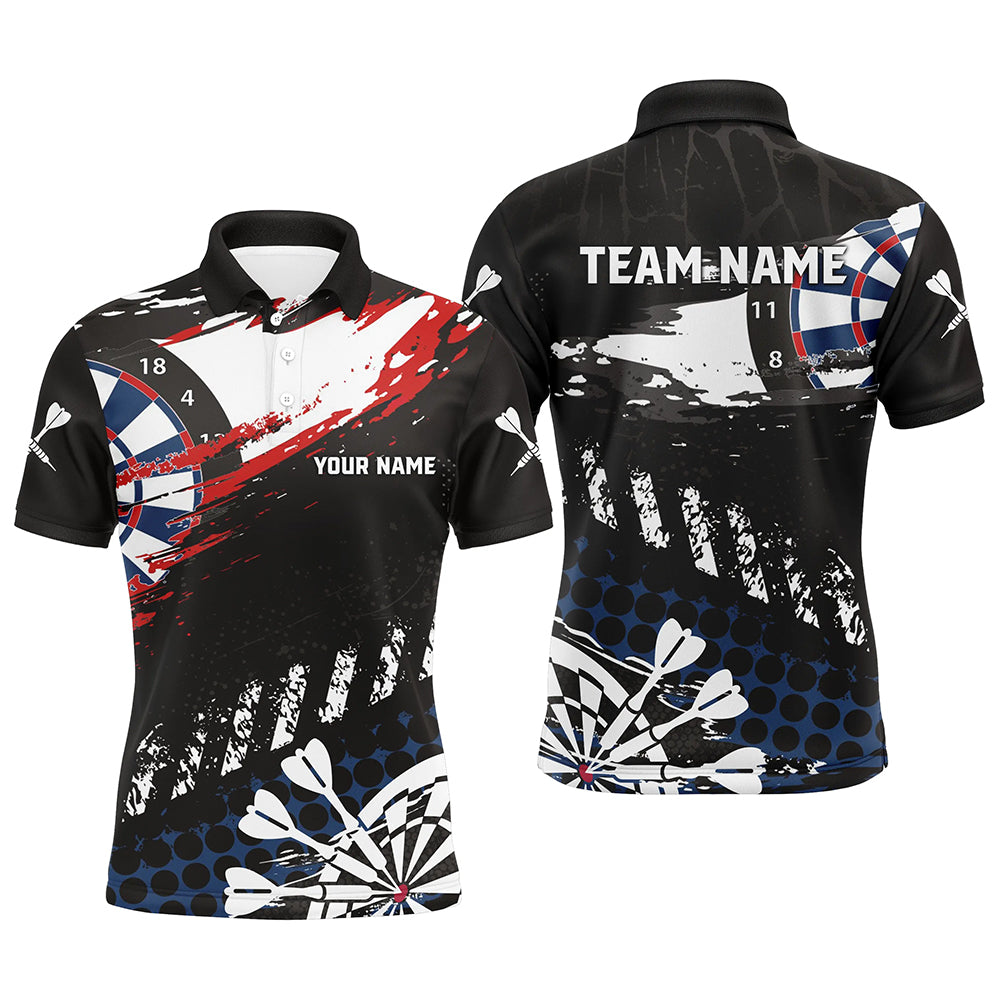 Personalized Grunge Style Men Darts Quarter-Zip Custom Name Retro Darts Team