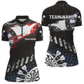 Personalized Grunge Style Men Darts Quarter-Zip Custom Name Retro Darts Team