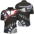 Personalized Grunge Style Men Darts Quarter-Zip Custom Name Retro Darts Team