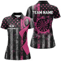 Custom Pink Ribbon Grunge American Flag Patriotic Darts, Breast Cancer Darts