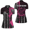 Custom Pink Ribbon Grunge American Flag Patriotic Darts, Breast Cancer Darts
