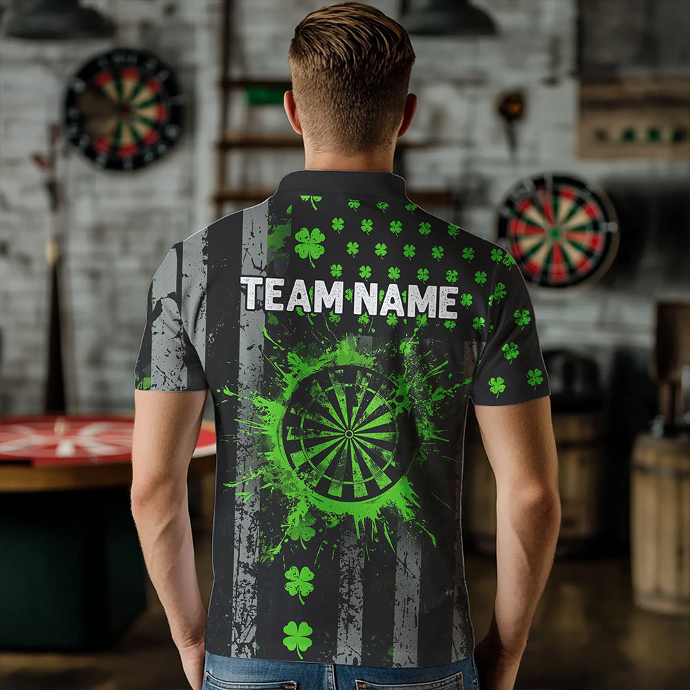 Green Grunge US Flag Luckiest Shamrock Patriotic Men Dart Custom St Patrick Day Dart