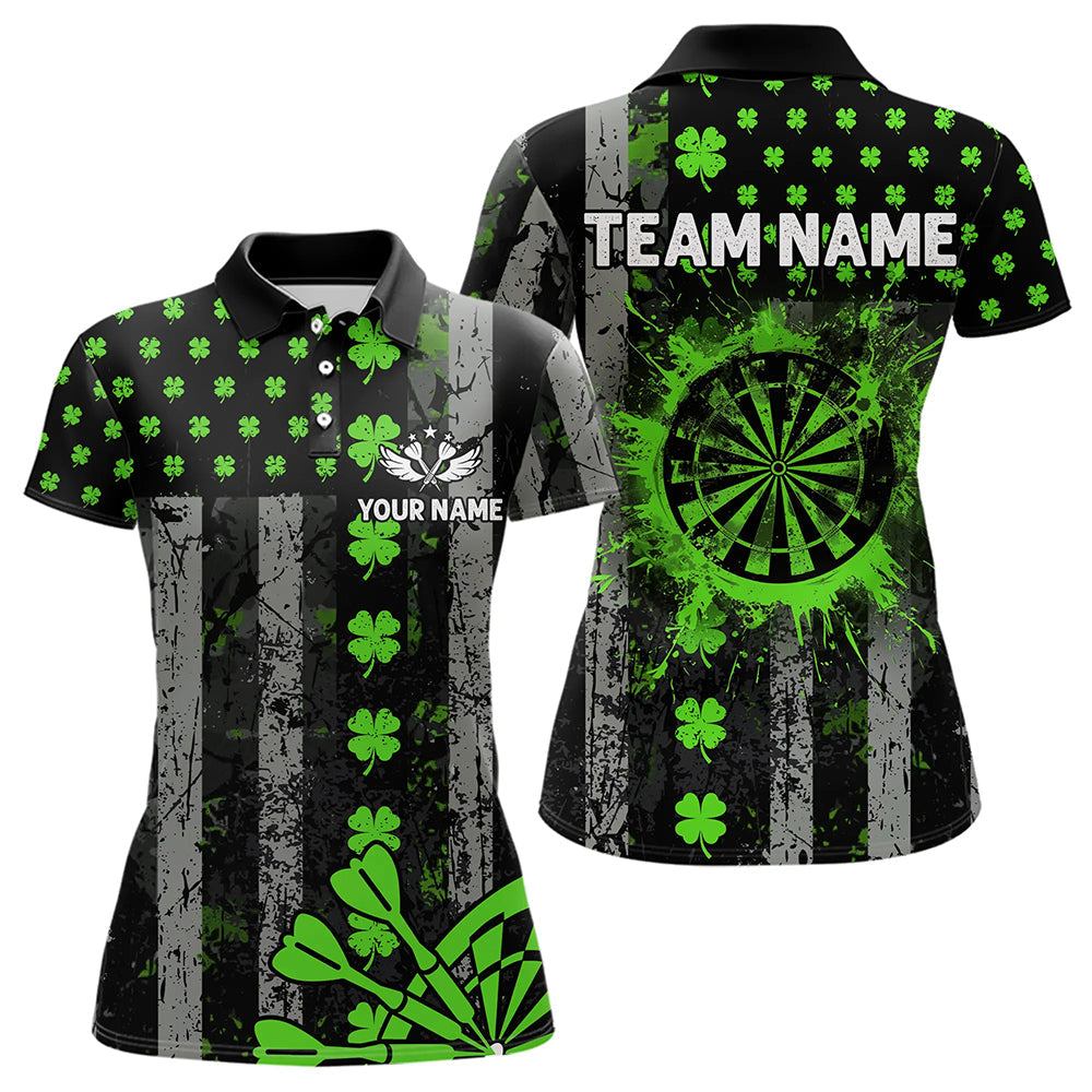 Green Grunge US Flag Luckiest Shamrock Patriotic Men Dart Custom St Patrick Day Dart