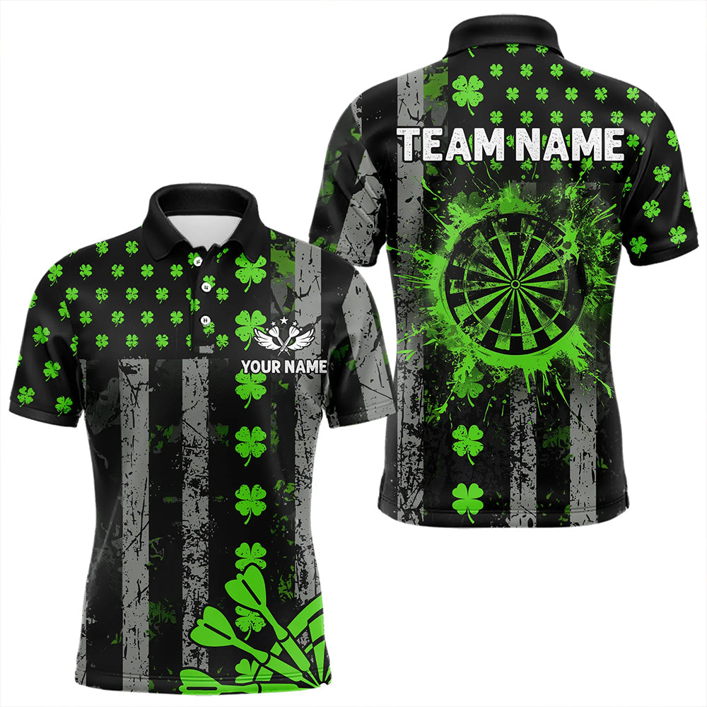 Green Grunge US Flag Luckiest Shamrock Patriotic Men Dart Custom St Patrick Day Dart
