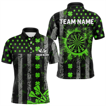 Green Grunge US Flag Luckiest Shamrock Patriotic Men Dart Custom St Patrick Day Dart