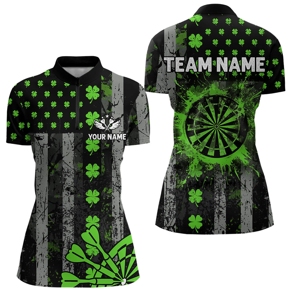 Green Grunge US Flag Luckiest Shamrock Patriotic Men Dart Custom St Patrick Day Dart