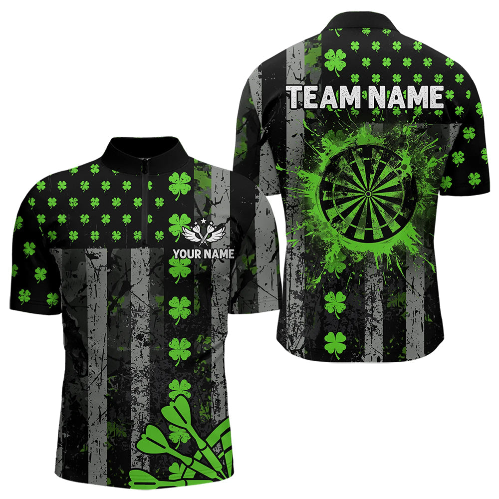 Green Grunge US Flag Luckiest Shamrock Patriotic Men Dart Custom St Patrick Day Dart