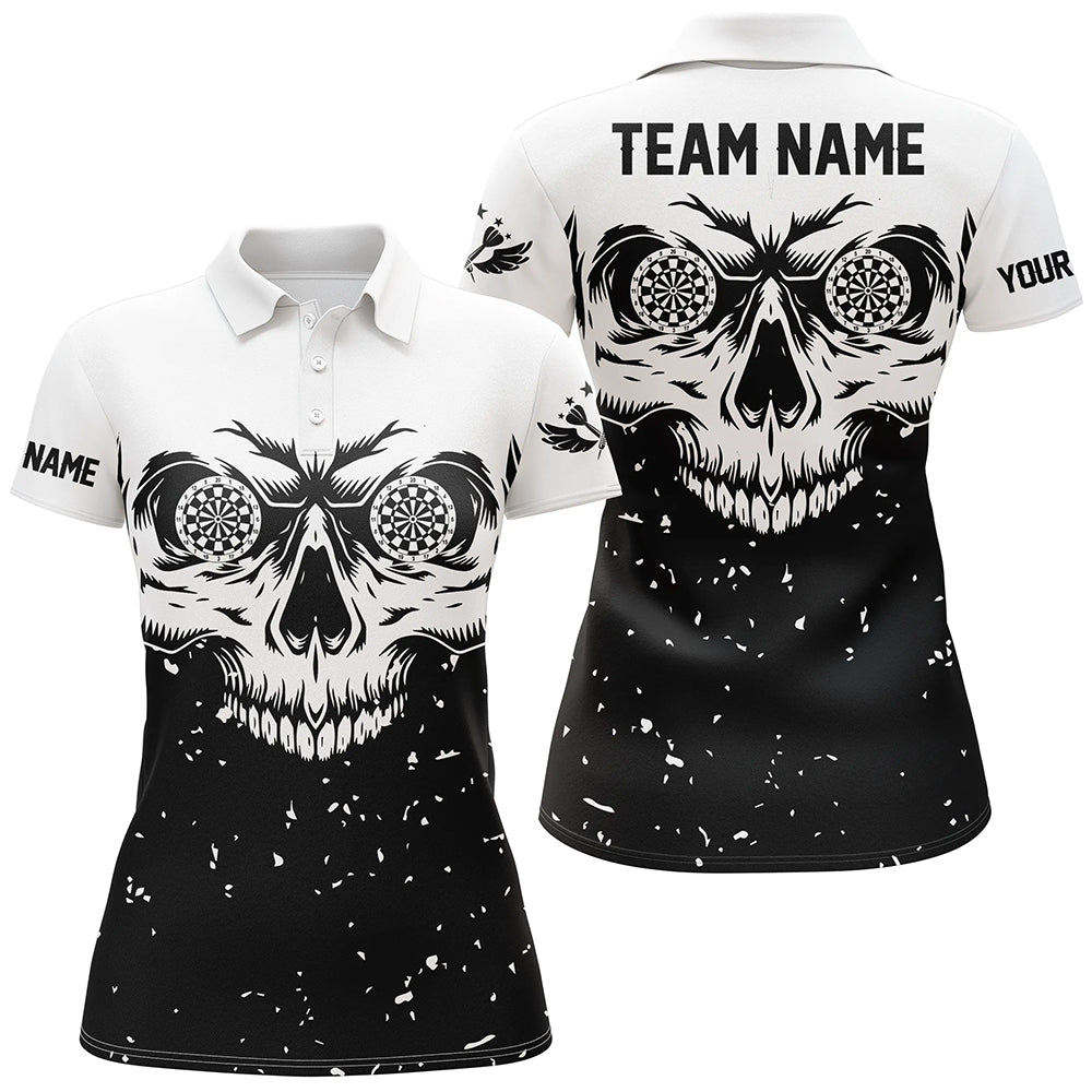 Customized Grunge Black White Skull Darts Men Quarter-Zip, Team League Darts