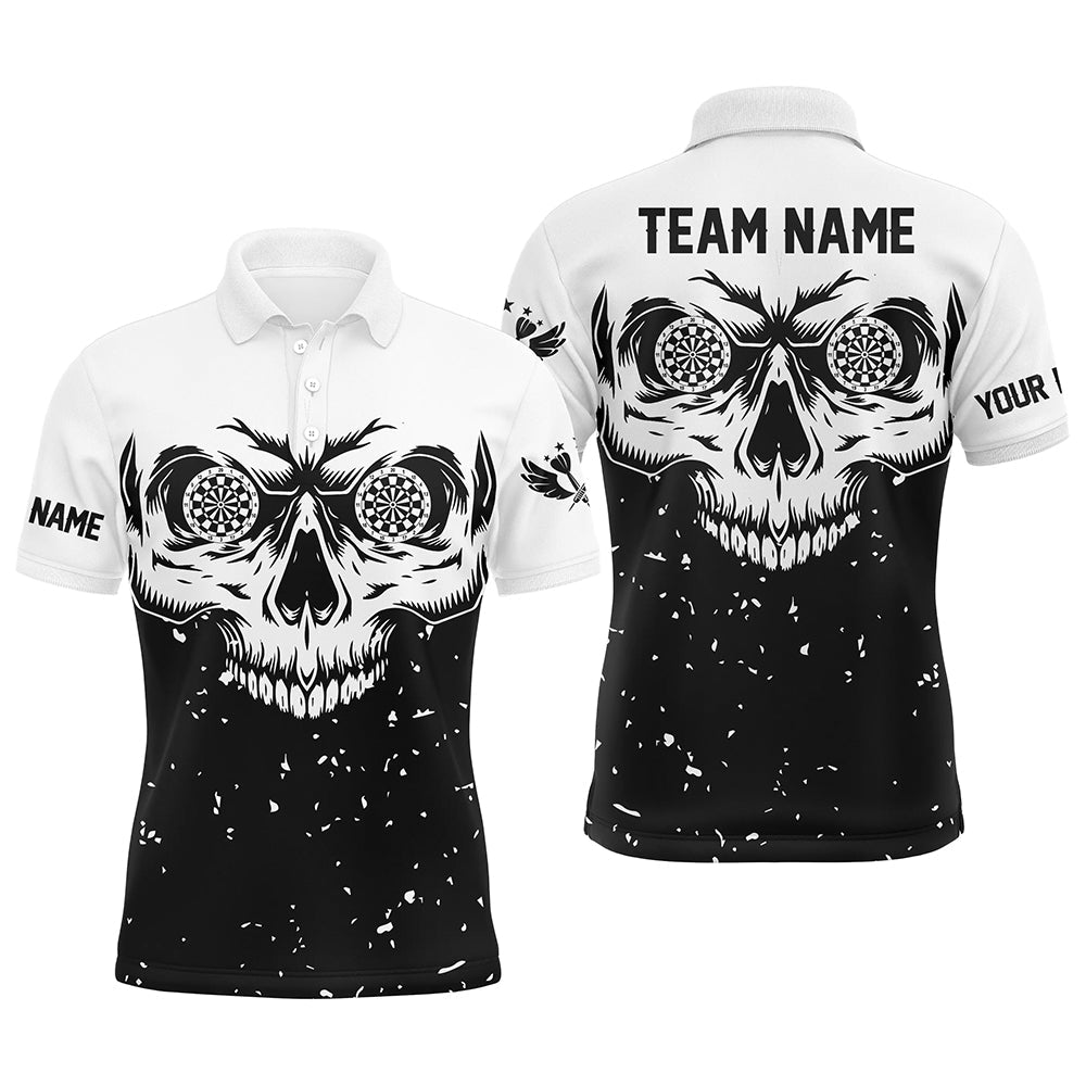 Customized Grunge Black White Skull Darts Men Quarter-Zip, Team League Darts