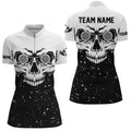 Customized Grunge Black White Skull Darts Men Quarter-Zip, Team League Darts