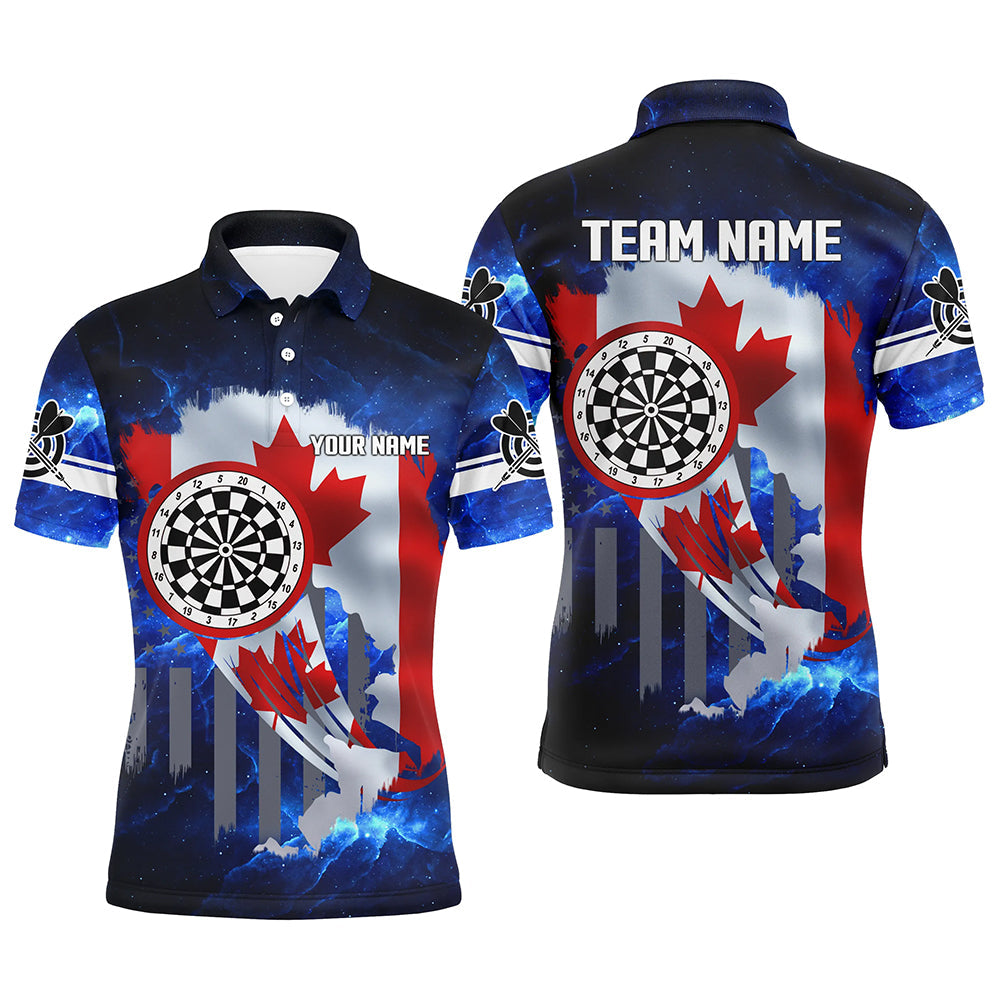 Canada Flag Darts Board Blue Galaxy Men Quarter-Zip Custom Patriotic Darts