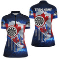 Canada Flag Darts Board Blue Galaxy Men Quarter-Zip Custom Patriotic Darts