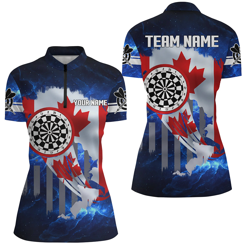 Canada Flag Darts Board Blue Galaxy Men Quarter-Zip Custom Patriotic Darts