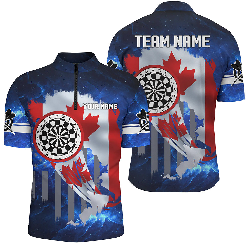 Canada Flag Darts Board Blue Galaxy Men Quarter-Zip Custom Patriotic Darts